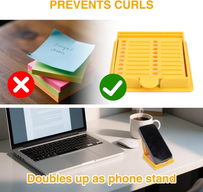 Framad Sticky Note Stencil and Holder with Five Different Stencil,Reusable 3x3 Inch Post It Note Organizer for Desk (Yellow) - Image 5